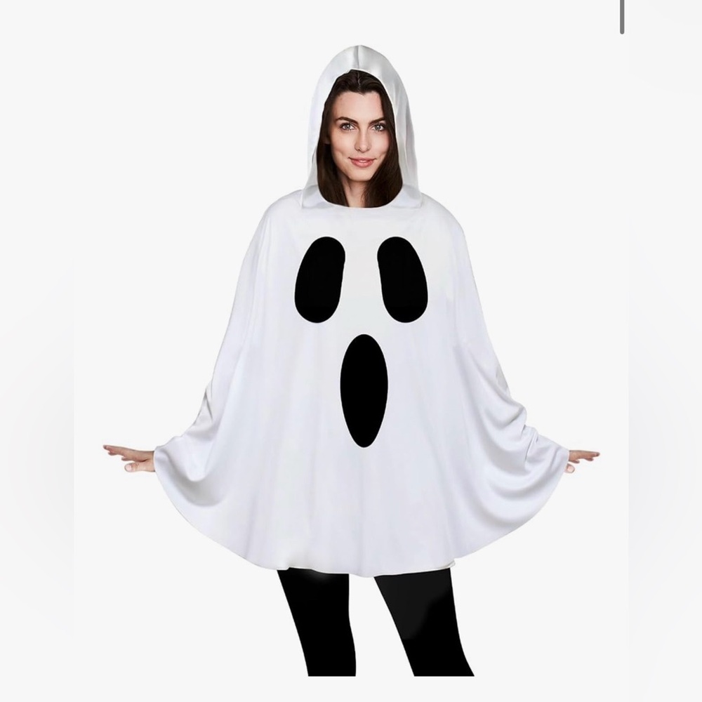 Ghost Hooded Poncho Costume - White